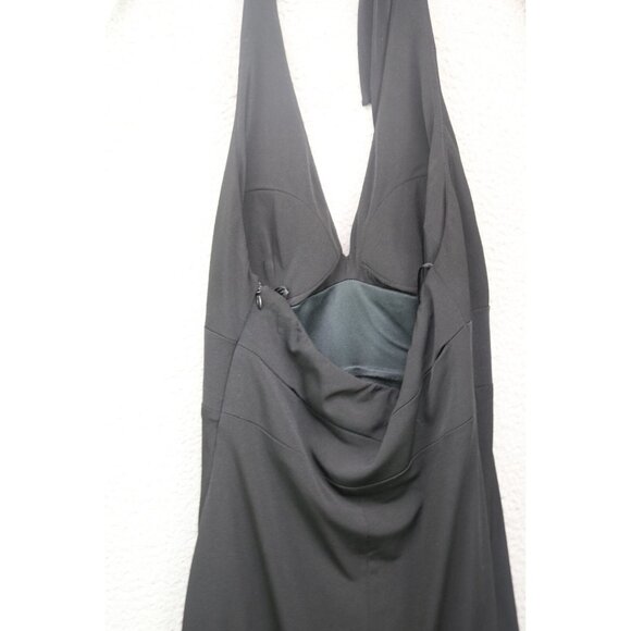 Cache' Black Halter Beaded Hi-Lo Midi Dress-Size 4-Whimsigoth-Event - Picture 12 of 14